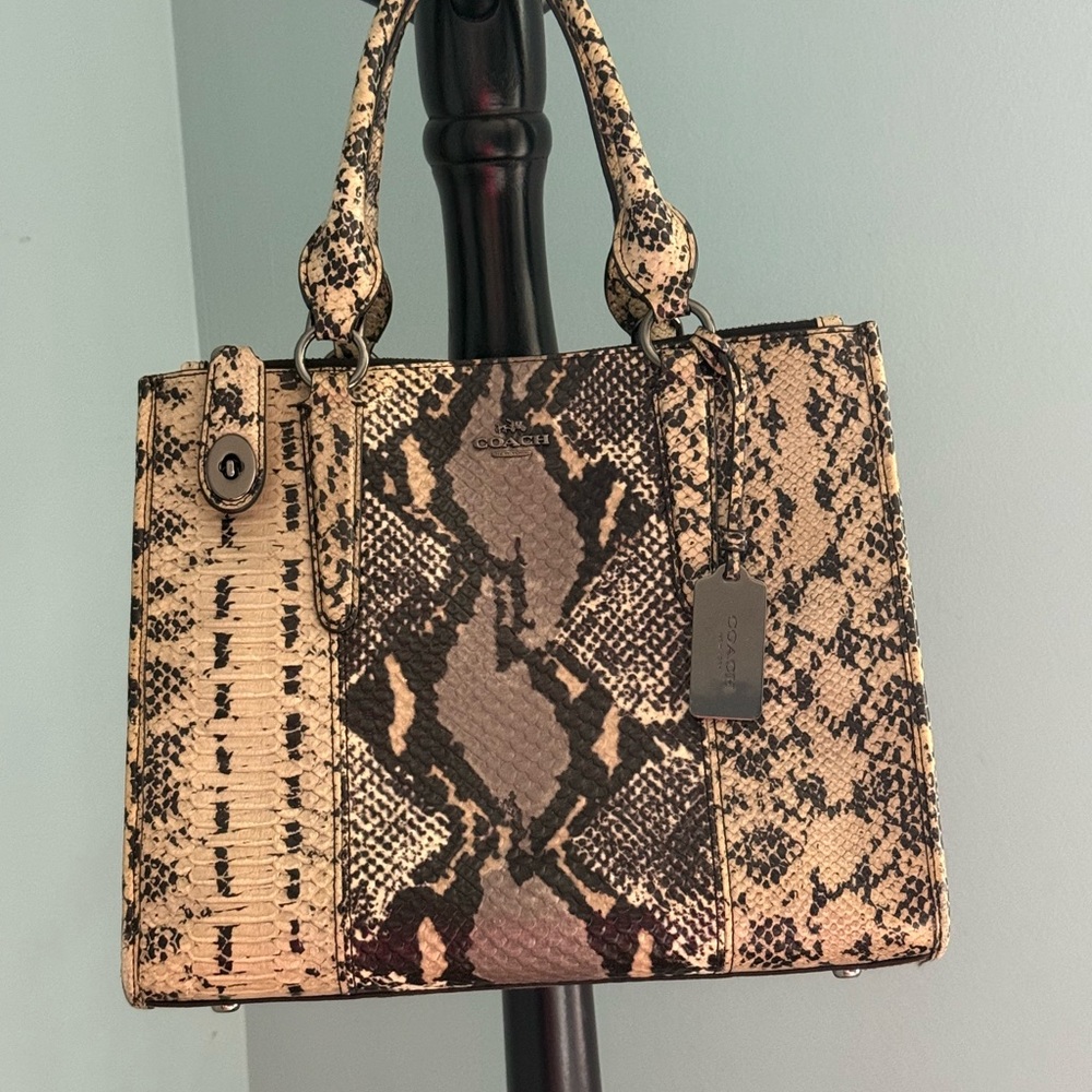 Coach Snake Print Satchel - Three Compartments EUC